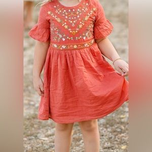 Roolee Kids Girls Size 5-6 Mini DeMille Embroidery Dress